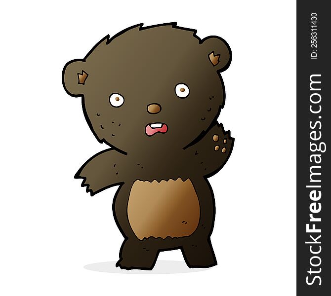 Cartoon Waving Black Bear Cub