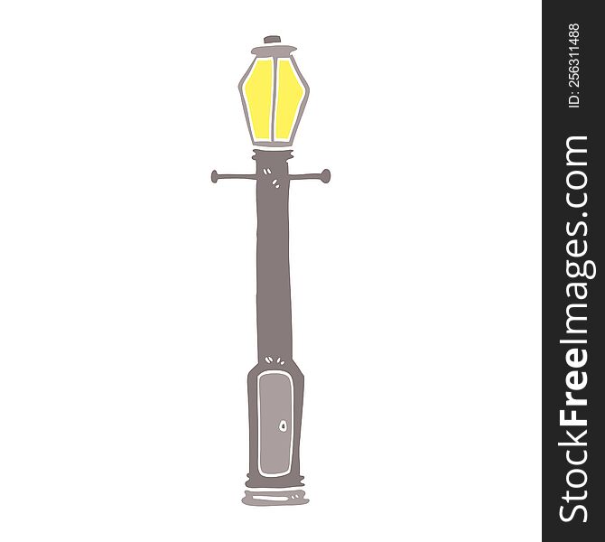 flat color illustration cartoon lamp post