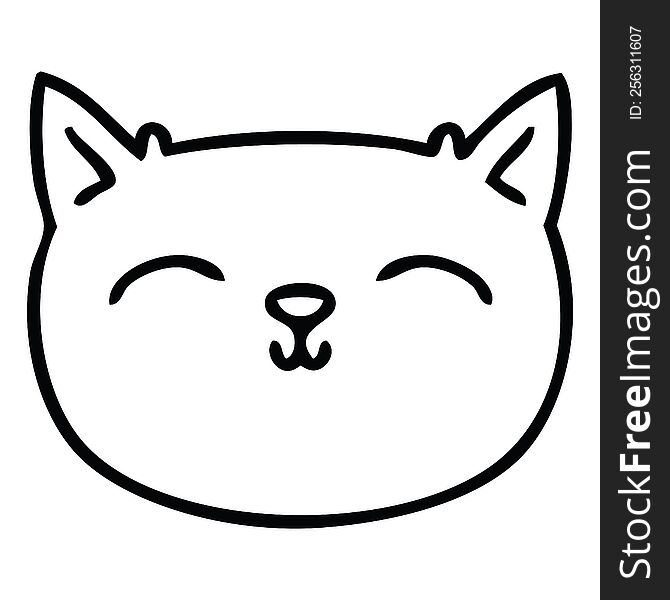 Quirky Line Drawing Cartoon Cat Face