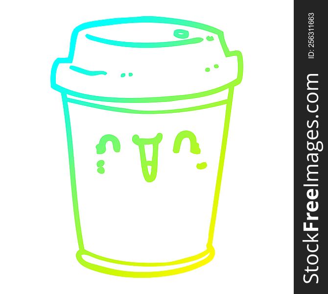 Cold Gradient Line Drawing Cartoon Take Out Coffee