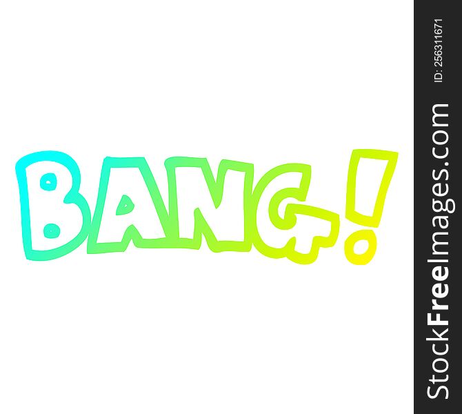 cold gradient line drawing of a cartoon word bang