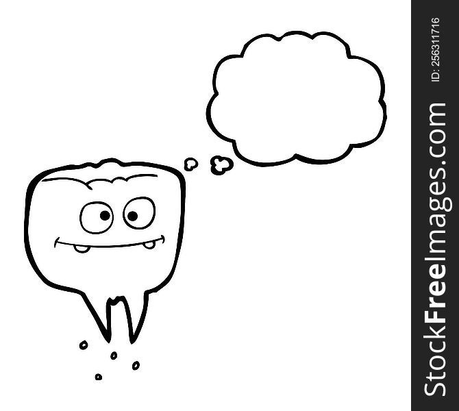 freehand drawn thought bubble cartoon tooth