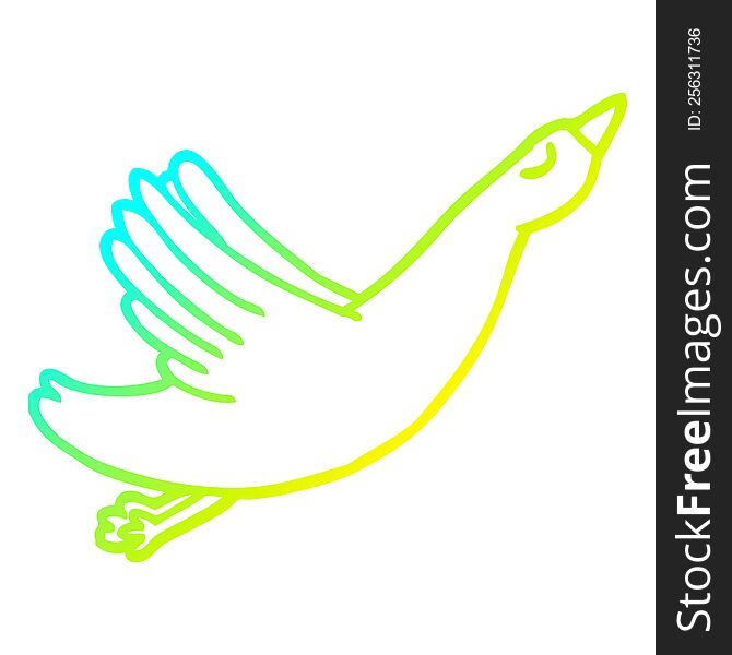 cold gradient line drawing cartoon flying goose