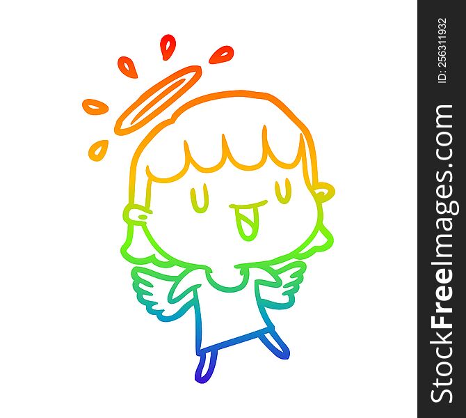 rainbow gradient line drawing cute angel