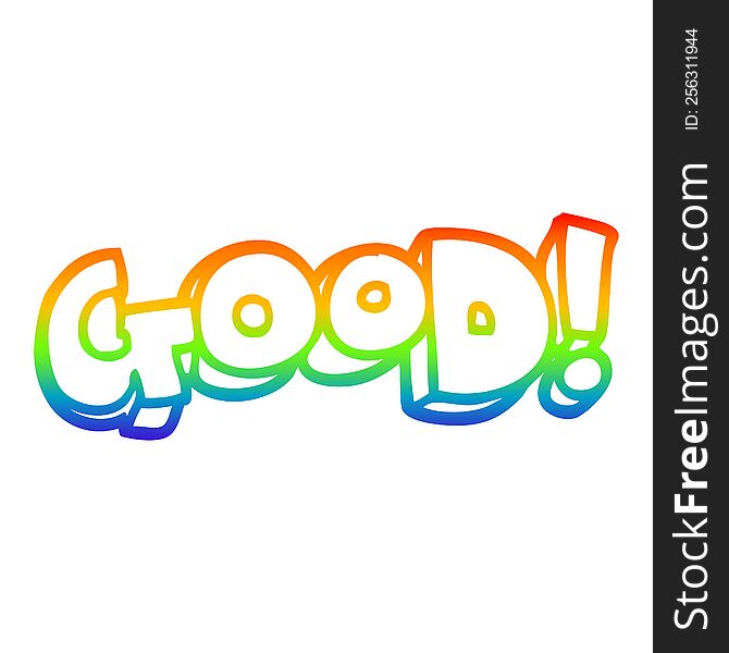 rainbow gradient line drawing of a cartoon word good
