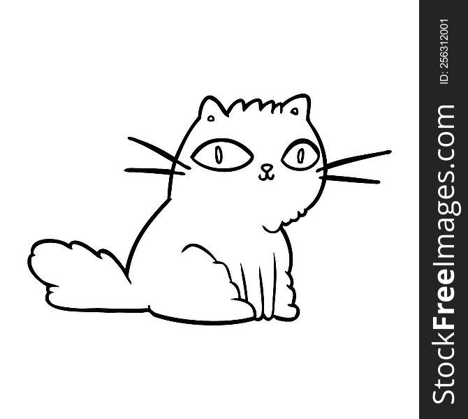 line drawing of a cat looking right at you. line drawing of a cat looking right at you