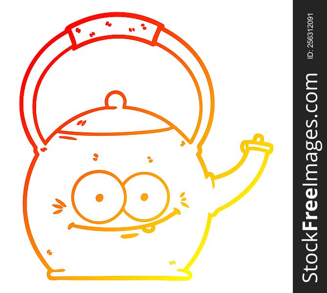 warm gradient line drawing cartoon kettle