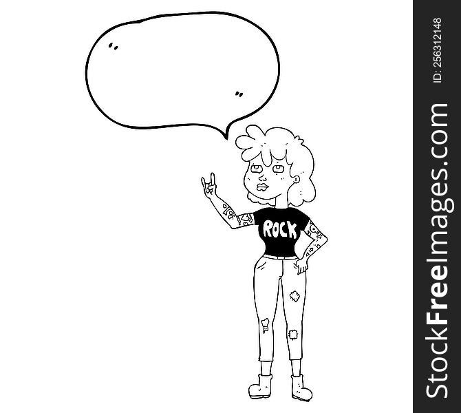 Speech Bubble Cartoon Rocker Girl