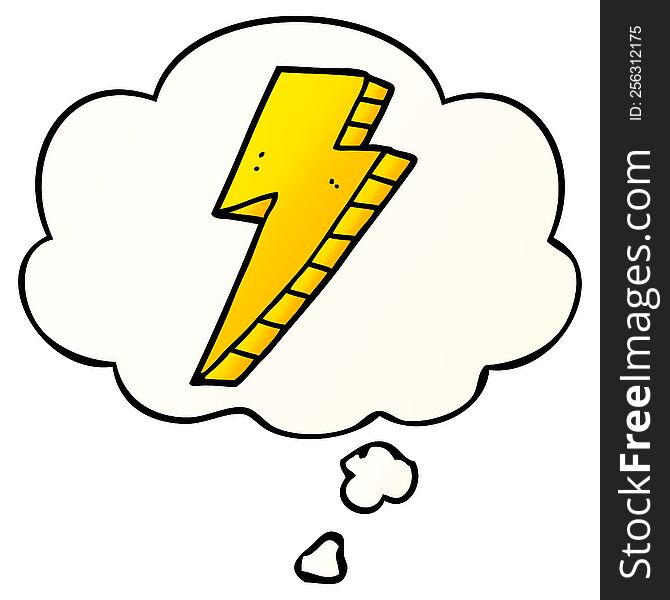 cartoon lightning bolt with thought bubble in smooth gradient style