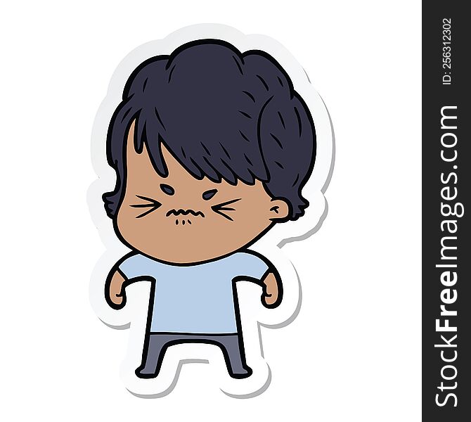 Sticker Of A Cartoon Frustrated Woman