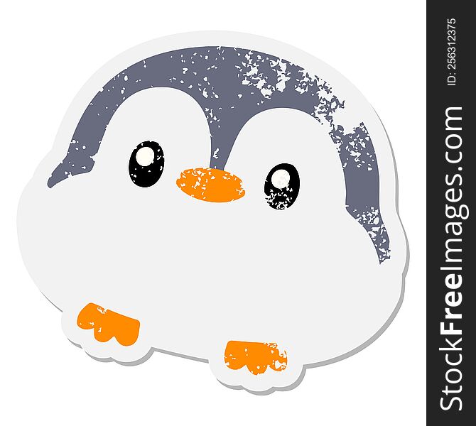 Cute Christmas Penguin Grunge Sticker