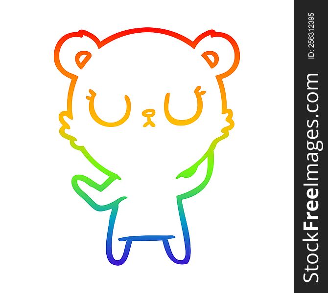 Rainbow Gradient Line Drawing Peaceful Cartoon Polar Bear