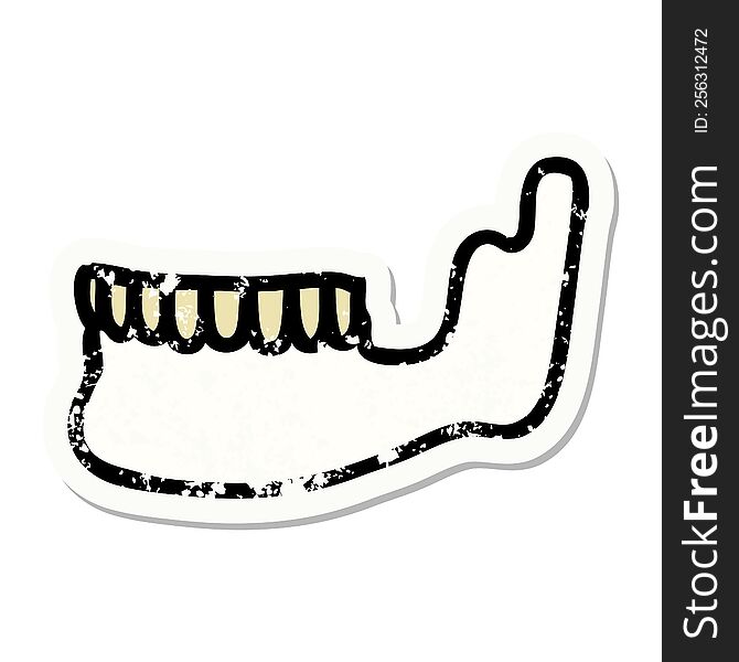 distressed sticker tattoo in traditional style of a skeleton jaw. distressed sticker tattoo in traditional style of a skeleton jaw