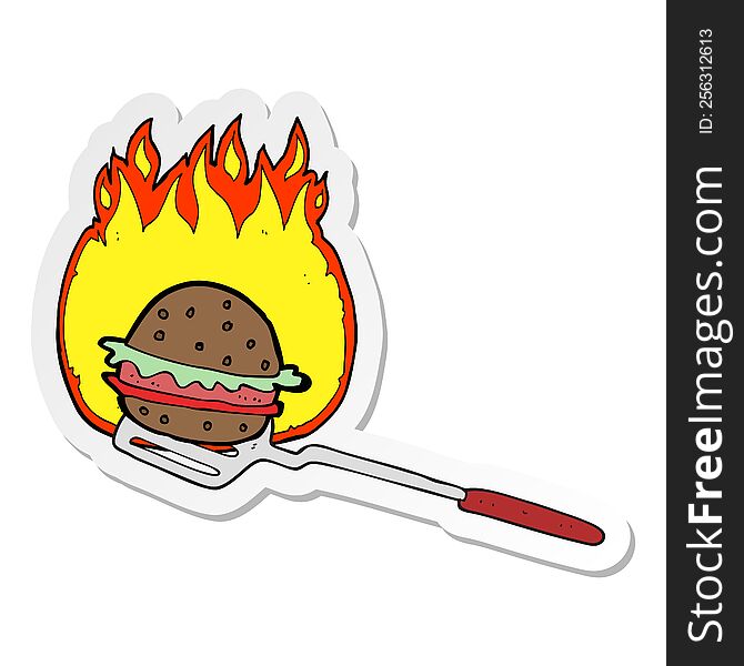 sticker of a cartoon cooking burger