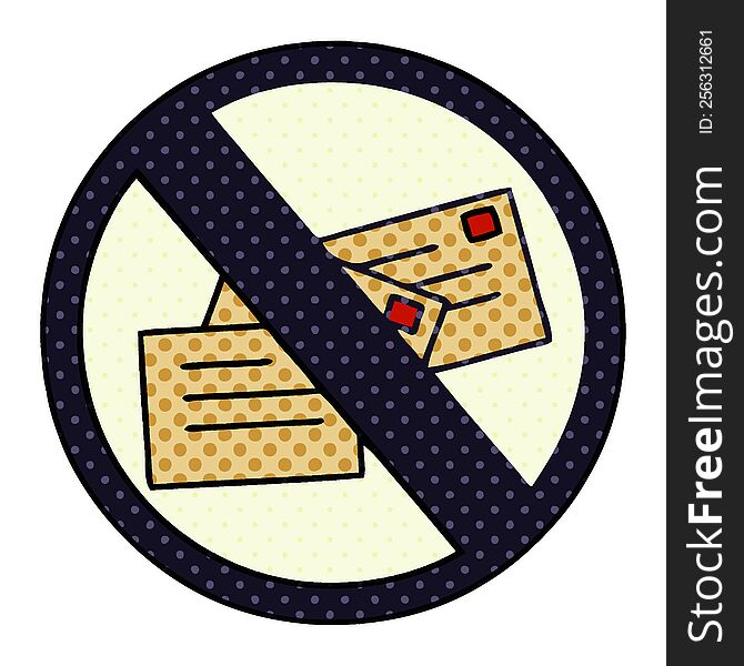 comic book style cartoon of a no post sign