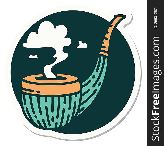 sticker of tattoo in traditional style of a smokers pipe. sticker of tattoo in traditional style of a smokers pipe