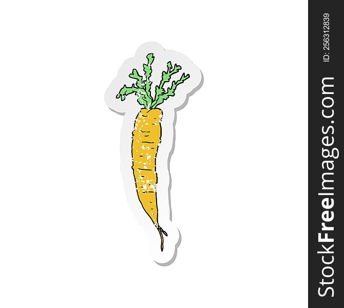 retro distressed sticker of a cartoon carrot