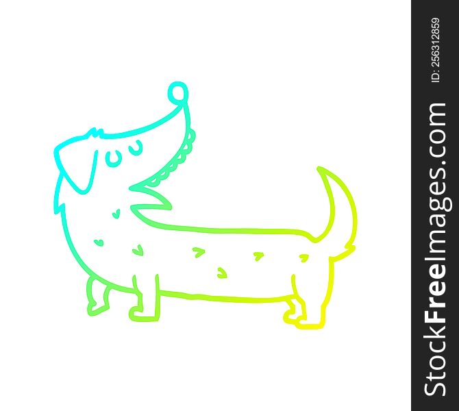 Cold Gradient Line Drawing Cartoon Dog