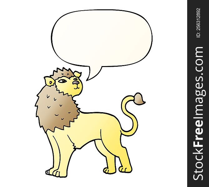 Cartoon Lion And Speech Bubble In Smooth Gradient Style