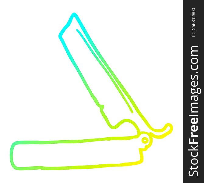 cold gradient line drawing of a cartoon traditional razor