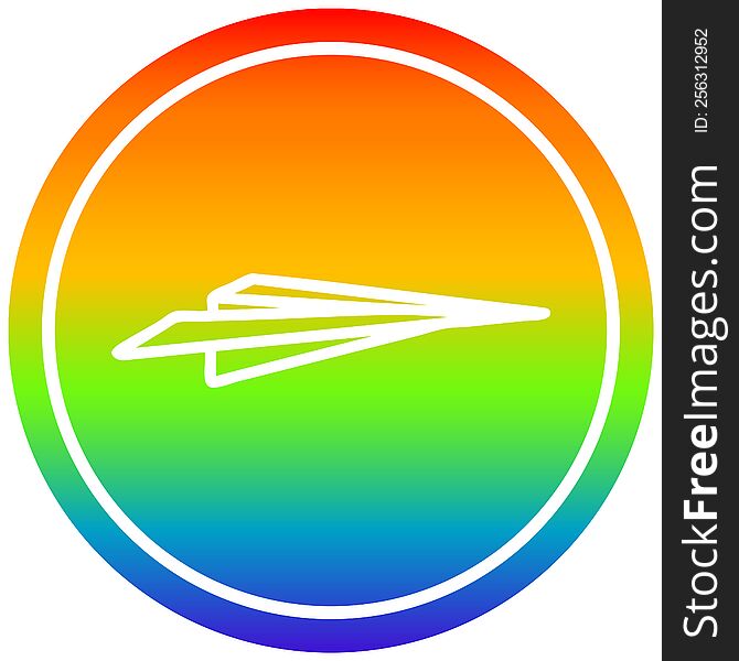 paper plane circular icon with rainbow gradient finish. paper plane circular icon with rainbow gradient finish