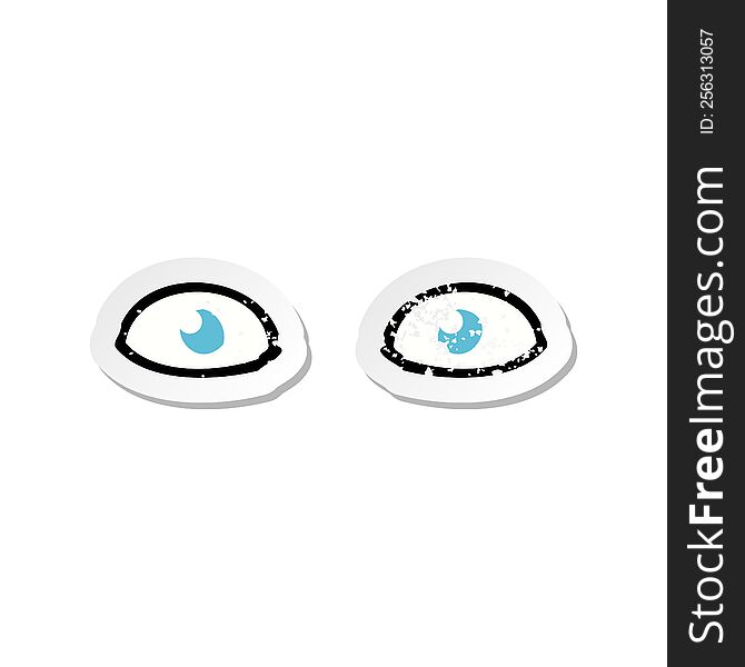 Retro Distressed Sticker Of A Cartoon Staring Eyes