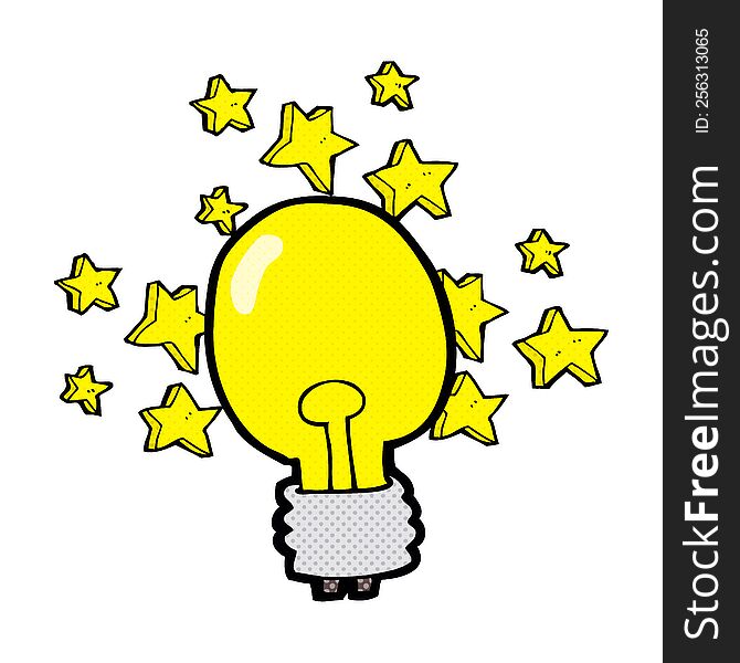 cartoon shining light bulb. cartoon shining light bulb