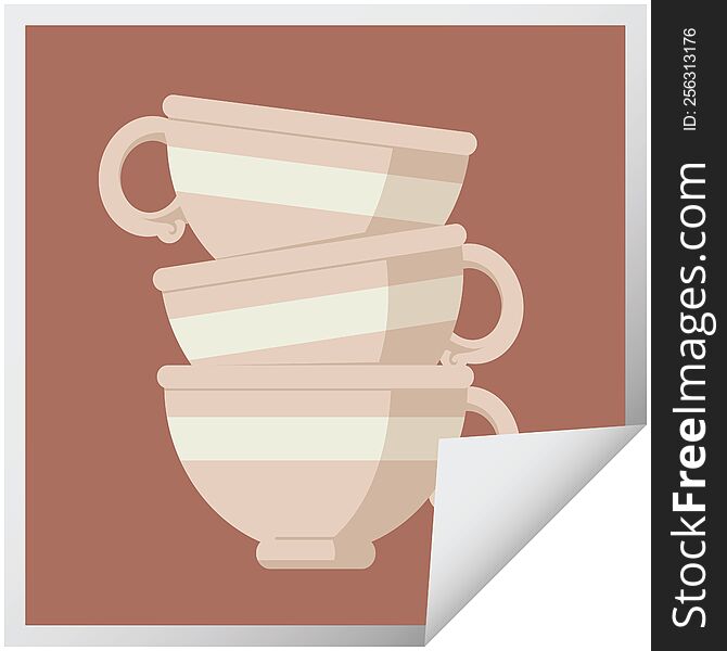 stack of cups graphic vector illustration square sticker. stack of cups graphic vector illustration square sticker