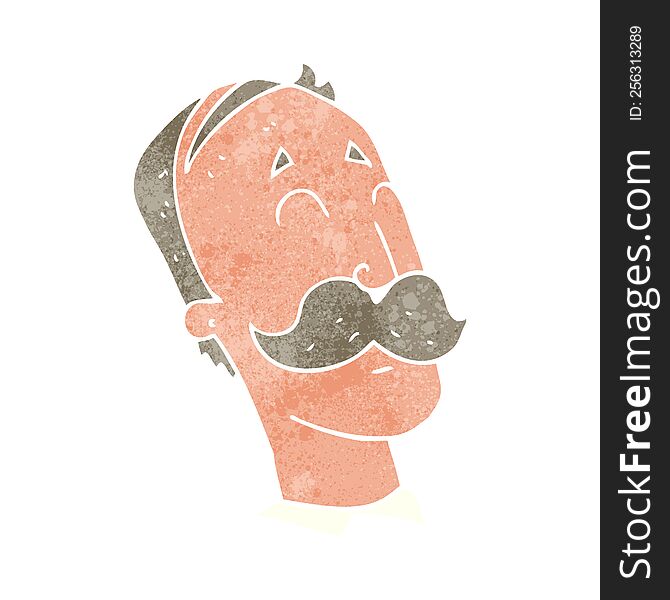 freehand retro cartoon ageing man with mustache