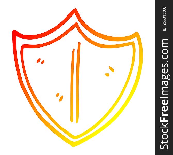 warm gradient line drawing of a cartoon old shield