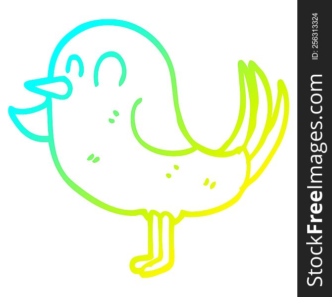 cold gradient line drawing of a cartoon garden bird