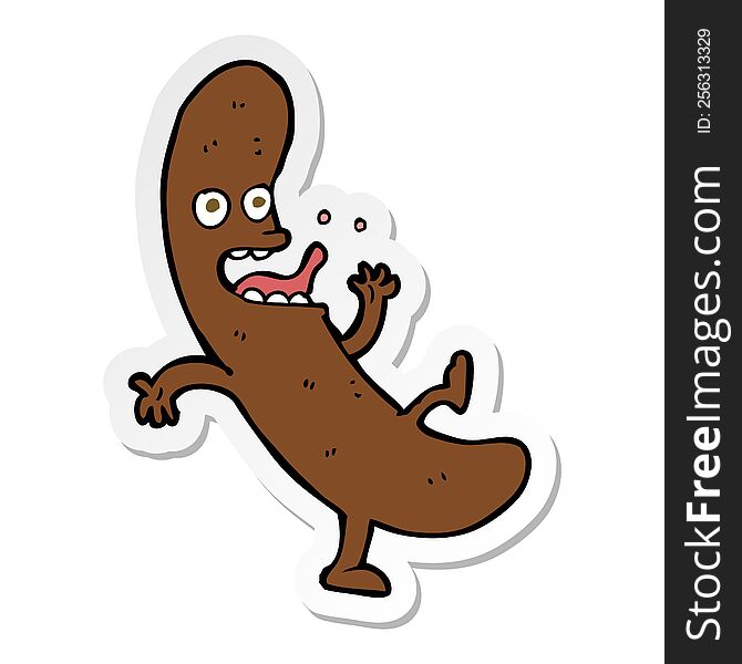 Sticker Of A Cartoon Sausage