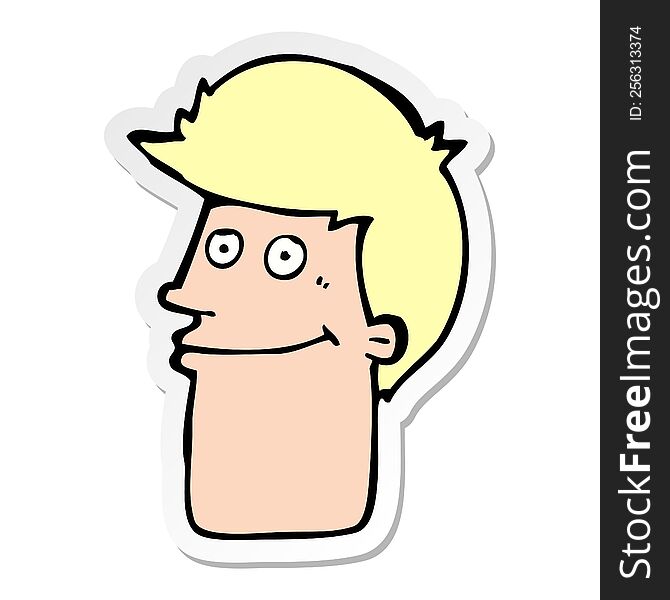 sticker of a cartoon smiling man