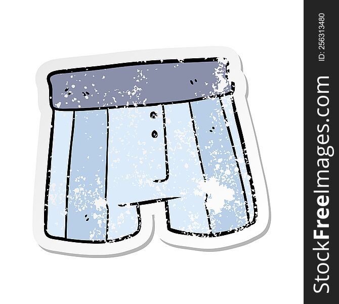 Distressed Sticker Of A Cartoon Boxer Shorts