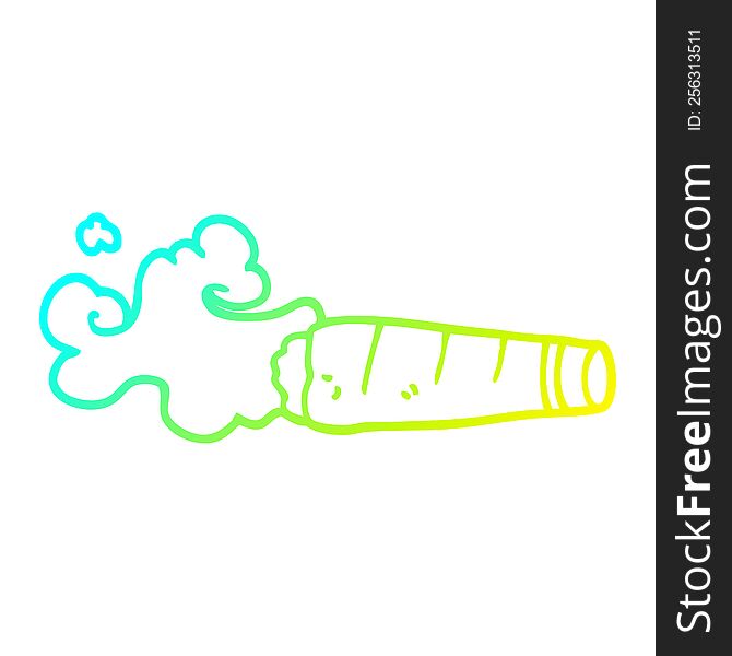 cold gradient line drawing of a cartoon smoking cigar
