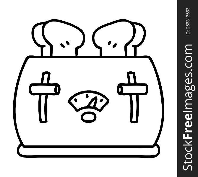 line doodle of a toaster popping out toast