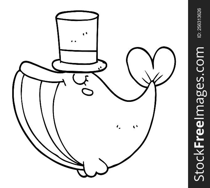 cartoon whale with top hat