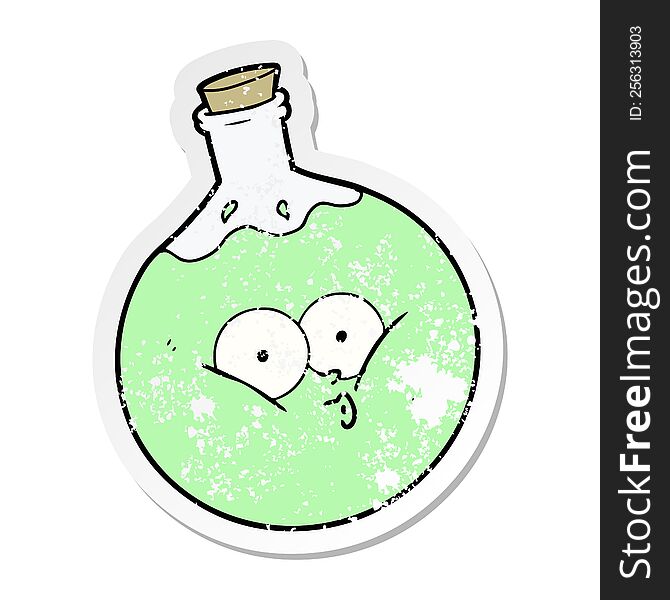 Distressed Sticker Of A Cartoon Potion