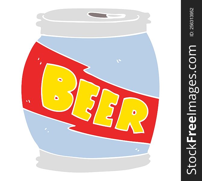Flat Color Illustration Of A Cartoon Beer Can