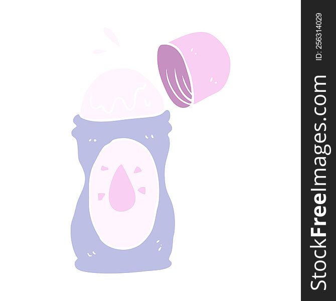 Flat Color Illustration Of A Cartoon Roll On Deodorant