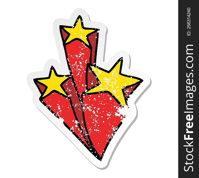 distressed sticker of a quirky hand drawn cartoon stars