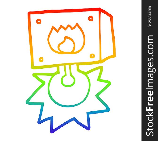 rainbow gradient line drawing of a cartoon flashing fire warning light