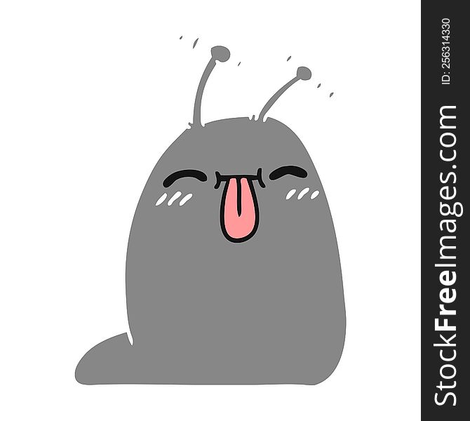 freehand drawn cartoon of a happy kawaii slug