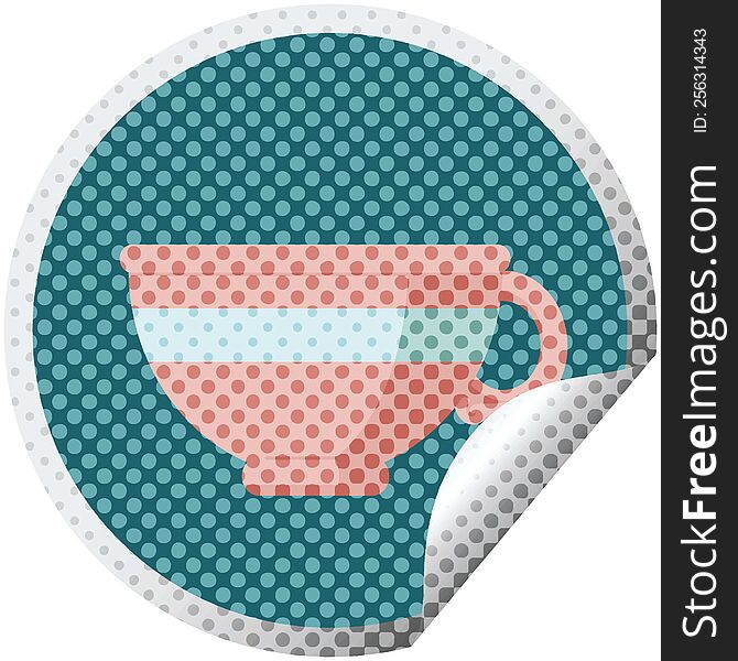coffee cup graphic vector illustration circular sticker. coffee cup graphic vector illustration circular sticker