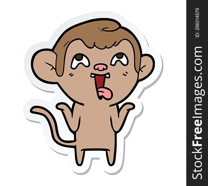 Sticker Of A Crazy Cartoon Monkey