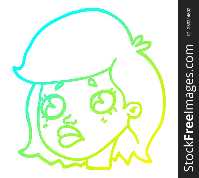 cold gradient line drawing cartoon sad girl