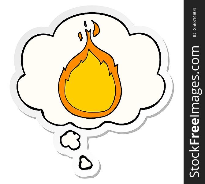cartoon flames with thought bubble as a printed sticker