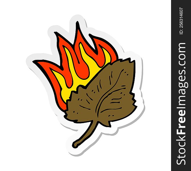 Sticker Of A Cartoon Burning Dry Leaf Symbol