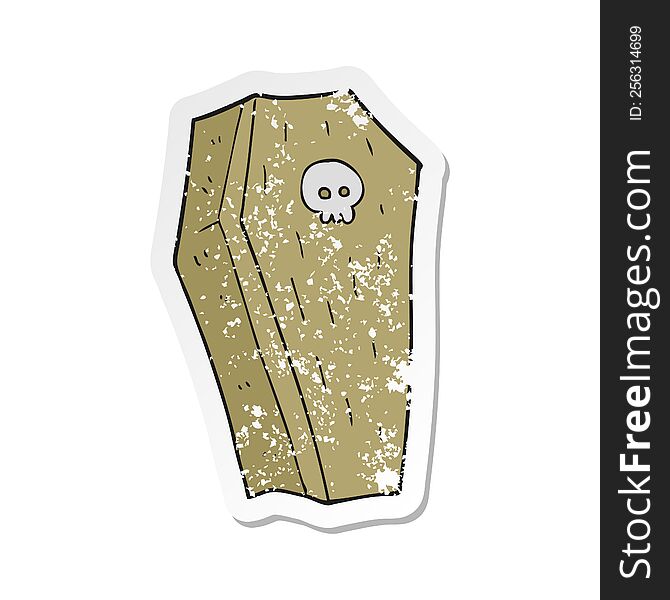 retro distressed sticker of a cartoon spooky coffin