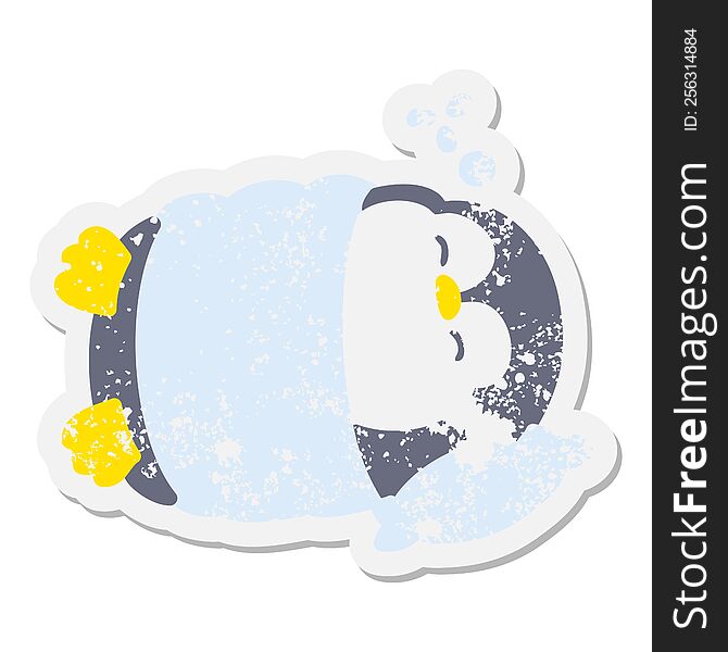 Cute Christmas Penguin Sleeping Grunge Sticker